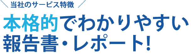 当社のサービス特徴 本格的でわかりやすい報告書・レポート!